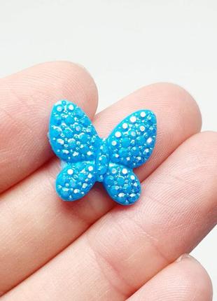 Пластиковый декор бабочка-16*15 мм, цвет-голубой, шт, блакитний