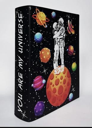 Клатч книга ты моя вселенная, экокожа, сумка в виде книги you are my universe , чёрная