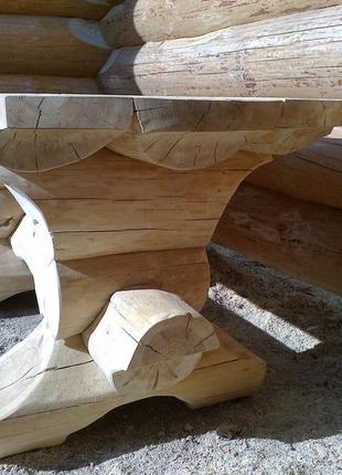 Стол деревянный (сосна) "дикий" сруб2 фото