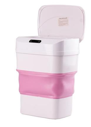 Відро для сміття автоматичне складане із сенсорною кришкою від 8 л до 17.5 л рожевий2 фото