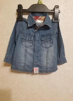 Джинсова сорочка з довгим рукавом на малюка 3-6 міс.