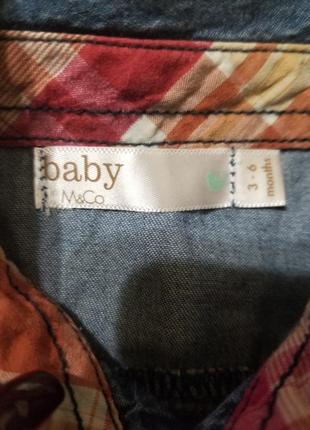 Джинсова сорочка з довгим рукавом на малюка 3-6 міс.4 фото