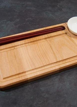 Сервировочная доска деревянная тарелка блюдо для подачи суши ролов порционная "абсолют"1 фото