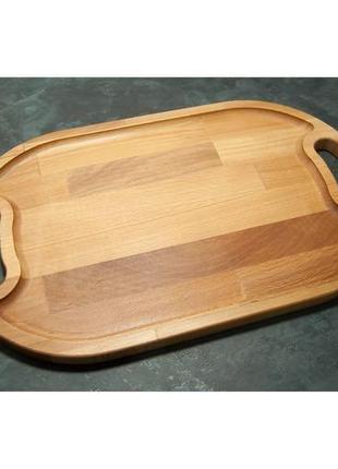 Сервировочная доска поднос деревянная тарелка для стейка шашлыка мяса мясных блюд и нарезки "пузо"1 фото