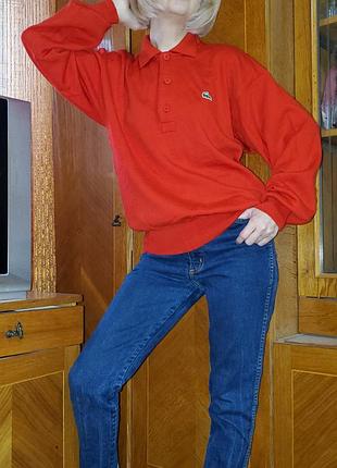 Винтажный шерстяной свитер lacoste франция, шерсть, оверсайз