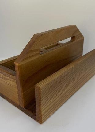 Підставка органайзер для мельничок ємностей для солі перцю зубочисток серветок дерев'яна корзинка3 фото