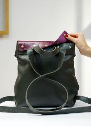 Шкіряний рюкзак з ручним розписом3 фото
