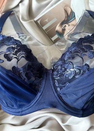 Синий бюстгальтер на чашку d, кружевной лифчик без поролона