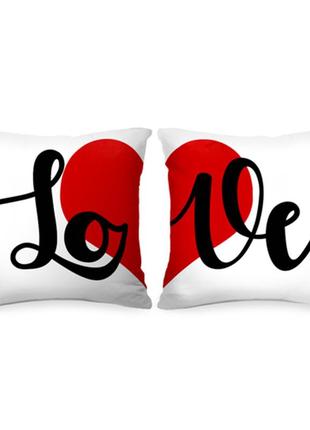 П000109 парні декоративні подушки з принтом "серце: love"