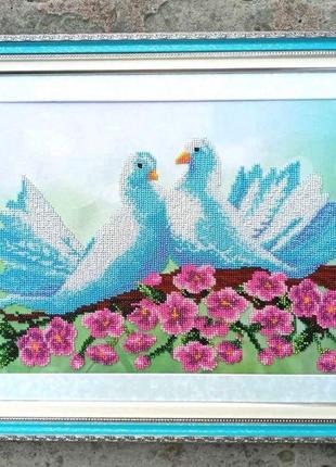 Картина бісером «пара голубів»