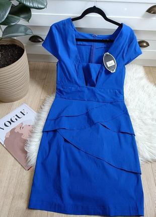 Новое синее платье футляр от stella morgan, м-l1 фото