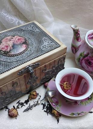 Шкатулка для чая  "чайная роза"1 фото