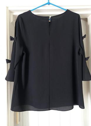 Блуза черная бантики на рукавах4 фото