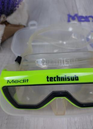 Маска для плавания medit technisub салатового цвета в пластиковом боксе5 фото
