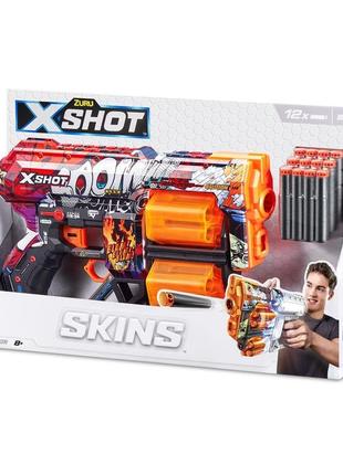 Бластер zuru x-shot skins dread boom, 12 патронов 36517a