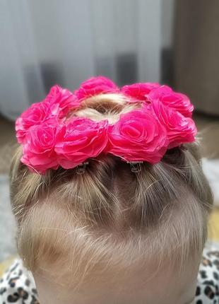 Обруч для волосся,ободок на голову, прикраса з тканини,квіти з тканини3 фото