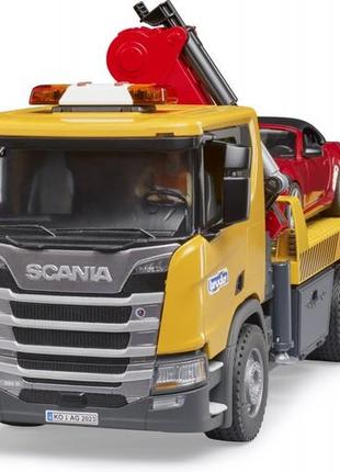 Игровой набор bruder эвакуатор scania super 560r и автомобиль roadster 035522 фото