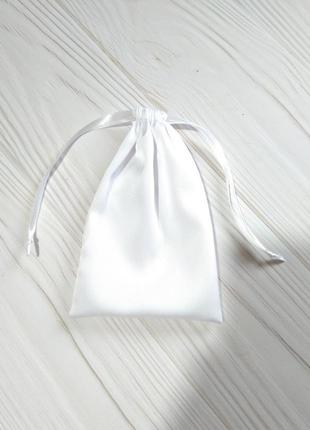 Подарунковий мішечок з шовку армані 10*16 см (шовковий мішечок, мішечок для прикрас) колір – білий1 фото