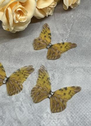 Метелик шифоновий (двошаровий), розмір ≈ 3 см, 1 шт, різнокольоровий1 фото