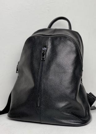 Рюкзак из мягкой кожи флотар черного цвета5 фото