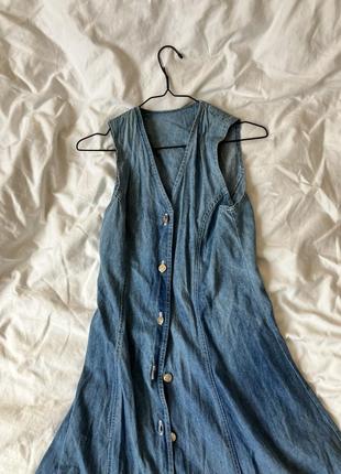 Довгий джинсовий вінтажний сарафан сукня