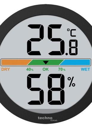 Термогігрометр з кольоровою шкалою technoline ws9418 black1 фото