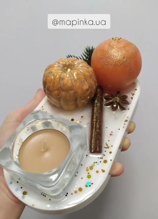Підсвічник для свічки-таблетки "новорічний настрій" з епоксидної смоли4 фото