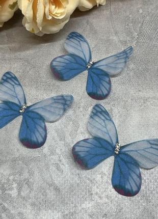 Метелик шифоновий (двошаровий), розмір ≈ 3*5 см, 1 шт, різнокольоровий1 фото