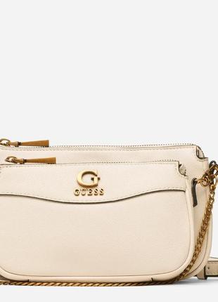 Сумка кросс-боди женская guess nell double pouch crossbody hwvb8678700-sto молочная3 фото