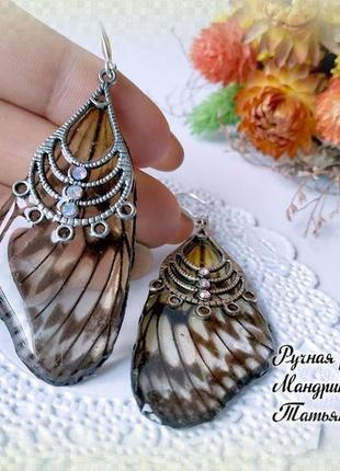 Сережки з крил метеликів "ніжність"4 фото