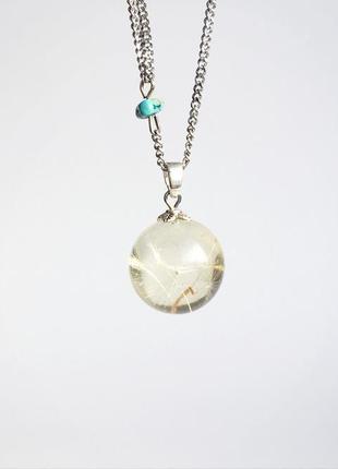 Кулон з парашютиками кульбаби. прикраси з квітами і рослинами. (модель № 996) vintage flowers