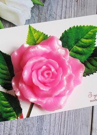 Мыло  роза на открытке