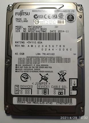 Жорсткий диск hdd 2.5' 40gb ide для ноутбука fujitsu