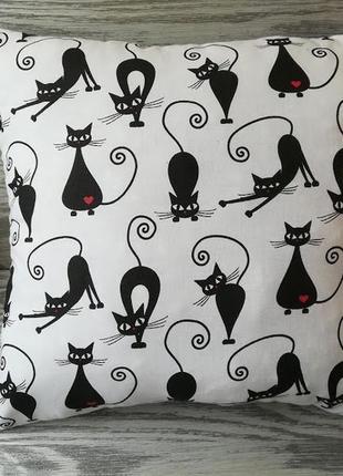Подушка черные кошки , 35 см * 35 см1 фото