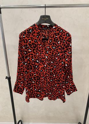 Блуза рубашка marks &amp; spencer m&amp;s красный леопард1 фото