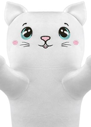Подушка декоративна wp merchandise котик обіймашка сніжок, біла4 фото