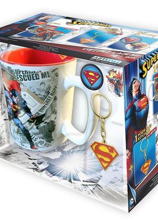 Подарунковий набір dc comics superman чашка 460мл, брелок та піни