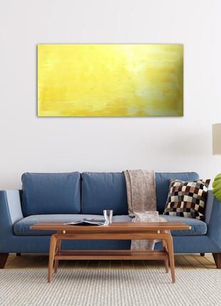 Авторская интерьерная картина #57 желтая большая холст на подрамнике акрил 120 x 60 x 2.5 см4 фото