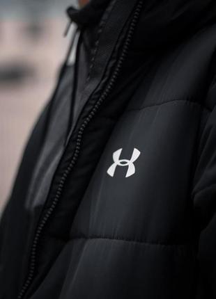 Зимний удлиненный пуховик - under armour черный3 фото