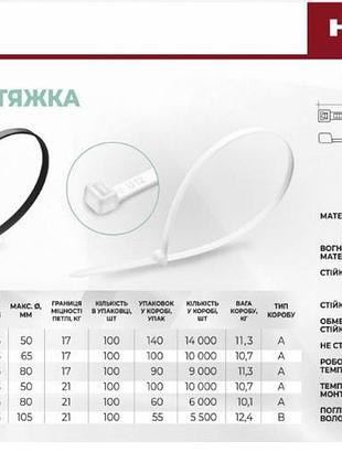 Хомут нейлоновий soft — 3.6 х 300 мм білий, пак.100 шт. haisse...