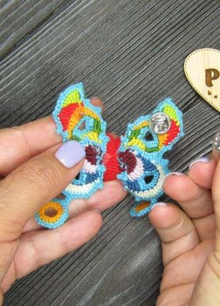 Крылатое сердце с крыльями бабочки. вязаная брошка, оригинальный подарок тонкой ручной работы psk5 фото