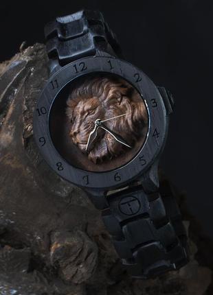 Лев | наручний дерев'яний годинник браслет !!!1 фото