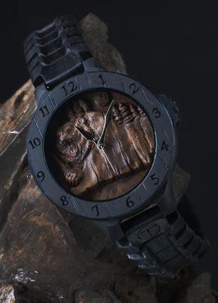 Дикий медведь | наручний дерев'яний годинник браслет10 фото