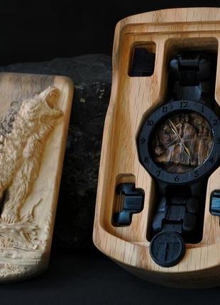 Дикий медведь | наручний дерев'яний годинник браслет4 фото