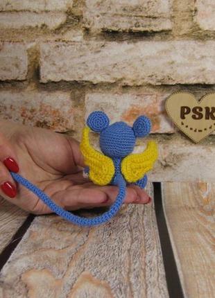 Мышка с крыльями ангела, мягкая вязанная крючком игрушка. интерьерная крыса, подарок амигуруми psk3 фото