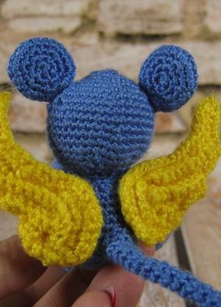 Мышка с крыльями ангела, мягкая вязанная крючком игрушка. интерьерная крыса, подарок амигуруми psk6 фото