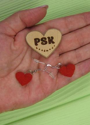Сердечки, вязанные крючком сережки ручной работы, серьги маленькие сердца. отличный подарок девушке!2 фото