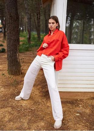 Білі трендові труби джинси wide leg s l xl