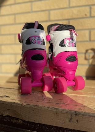 Детские ролики-квады с защитой и шлемом scale sports, размер 31-34, розовые4 фото
