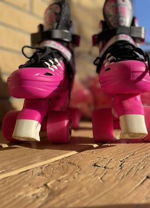 Детские ролики-квады с защитой и шлемом scale sports, размер 31-34, розовые3 фото